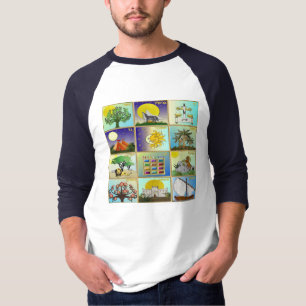 T-shirts Impressão de Arte Judaica 12 Tribos de Israel
