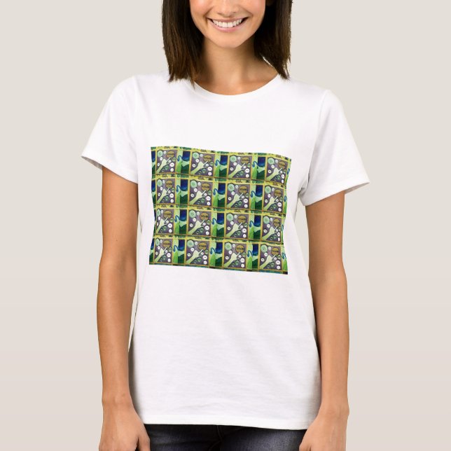 T-shirts Impressão de Arte Mosaica Divertida Contemporânea  (Frente)