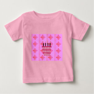 T-shirts Impressão de Bolo de Bolo Rosa