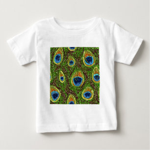 T-shirts Impressão de Penas de Pavão Coloridas