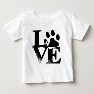 T-shirts Impressão de Pet Amor com Paw Preto, Simples E Bon