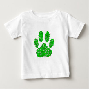 T-shirts Impressão de Pista de Cachorro Verde