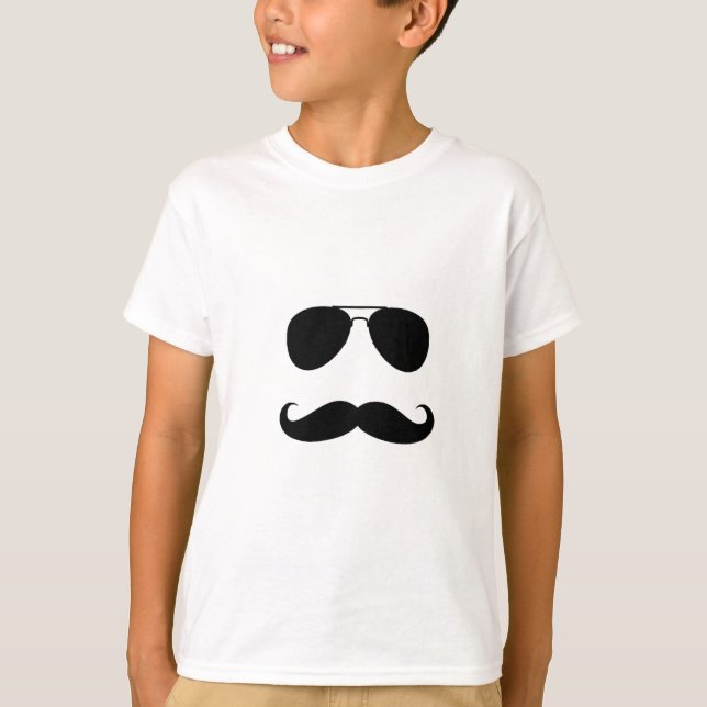 T-shirts Impressão engraçado da cara do bigode (Frente)