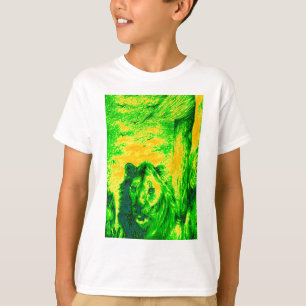 T-shirts Impressão Fluorescente de Arte Lion de Visão Notur
