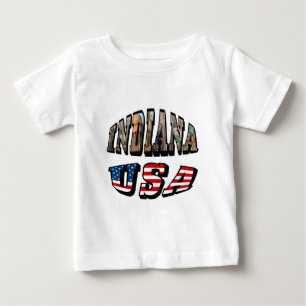 T-shirts Indiana Picture and USA Flag Text