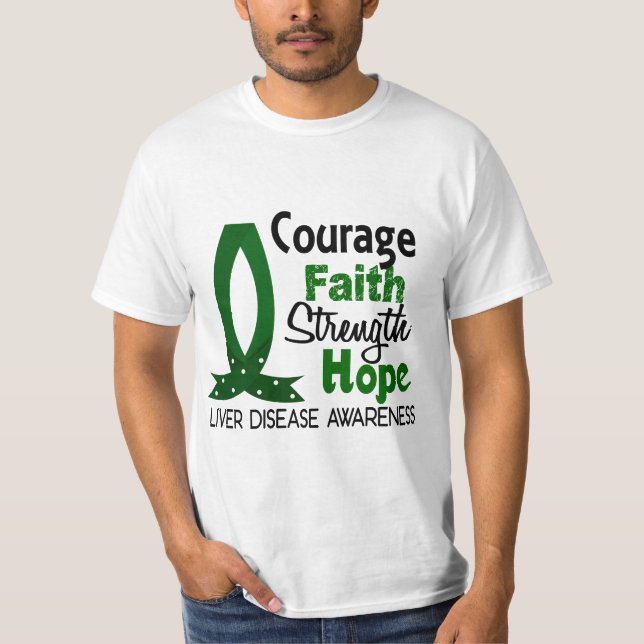 T-shirts Infecção hepática da esperança da força da fé da (Frente)
