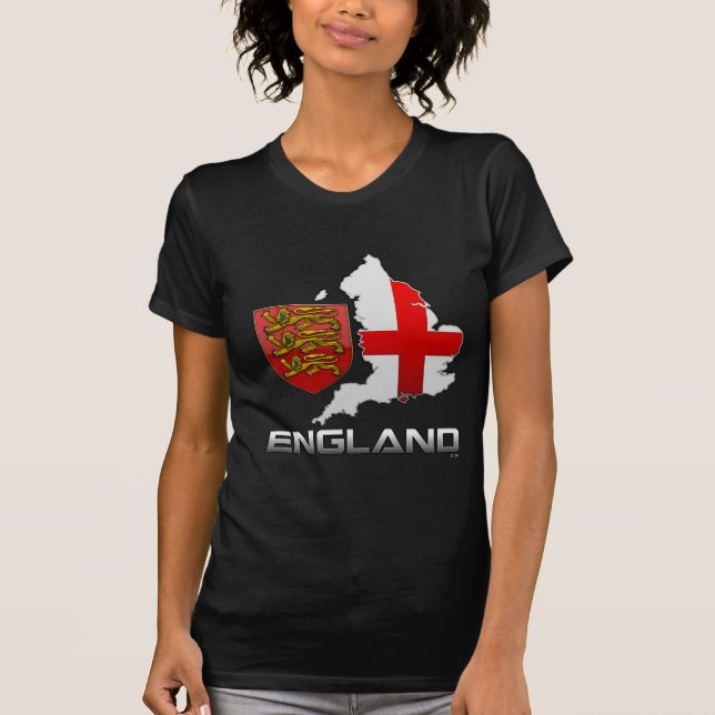 T-shirts Inglaterra: Armas, Sinalizador e Mapa (Frente)