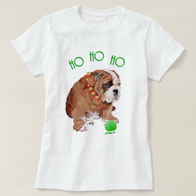 T-shirts Inglês Buldogue Christmas (Frente do Design)