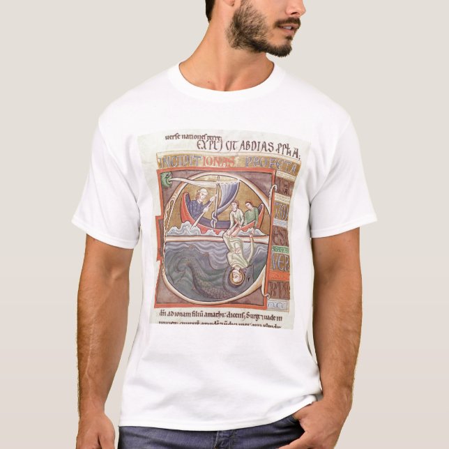T-shirts Inicial "E" de Historiated que descreve Jonah (Frente)