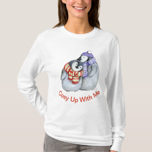 T-shirts inverno bonito dos homens dos pinguins do Natal