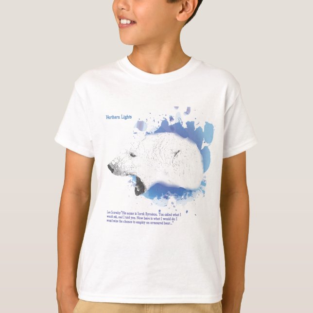 T-shirts Iorek, urso blindado de seus materiais escuros (Frente)