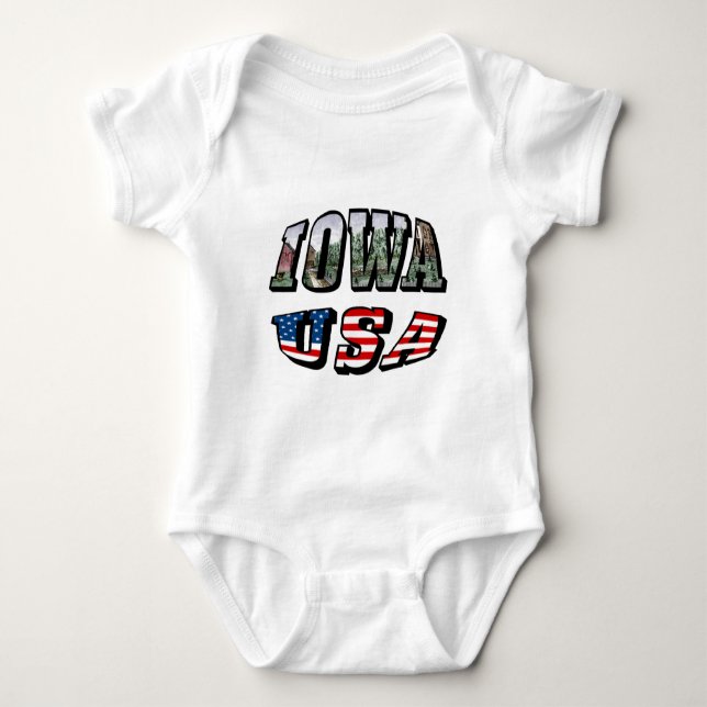 T-shirts Iowa USA Flag & State Photo Text (Frente)