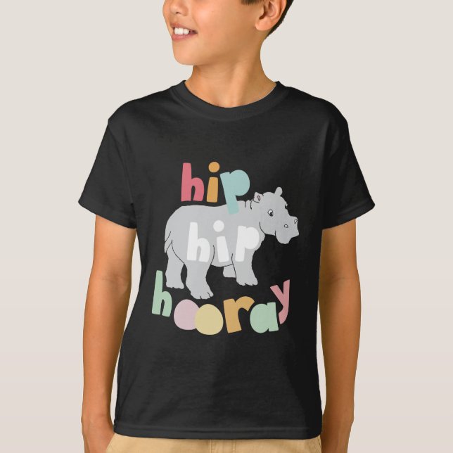 T-shirts ip Hip Hooray Cinza Hippo Desenhando Bestial Arte  (Frente)