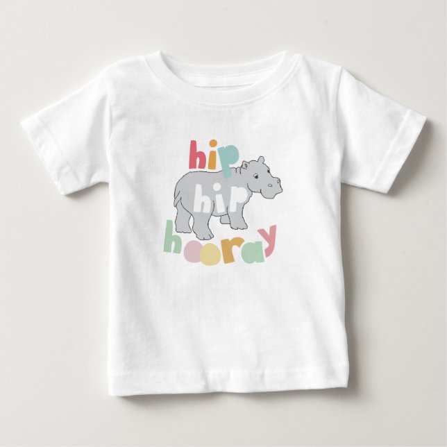 T-shirts ip Hip Hooray Cinza Hippo Desenhando Bestial Arte  (Frente)