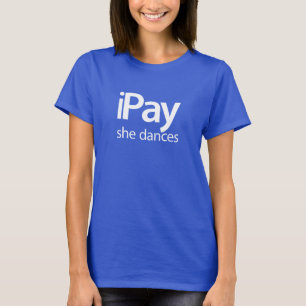 T-shirts iPay dança - o T azul das mulheres