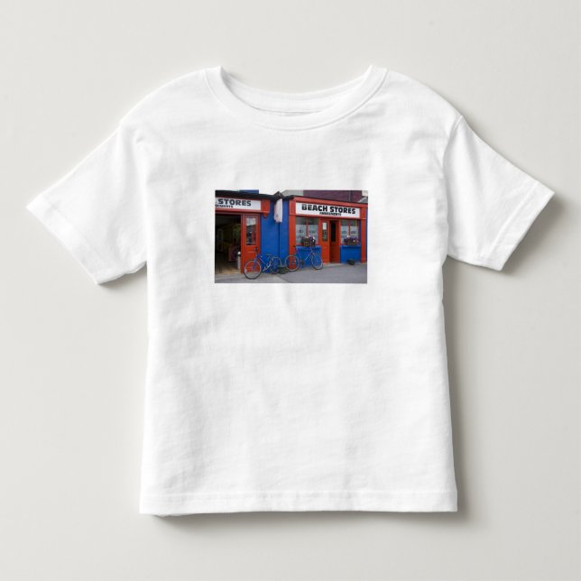 T-shirts Irlanda, Strandhill. Fachadas de lojas com bicicle (Frente)