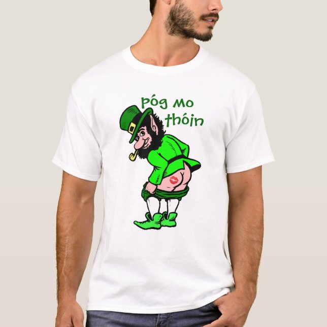 T-shirts Irlandês Beija Meu... Póg Mo Thóin (Frente)