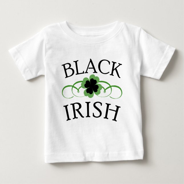 T-shirts IRLANDÊS PRETO com trevo preto (Frente)