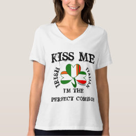 T-shirts IRLANDESA bandeira ITALIANA SHIRT VNECK ME BEIJA!