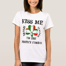 T-shirts IRLANDESA bandeira ITALIANA SHIRT VNECK ME BEIJA!