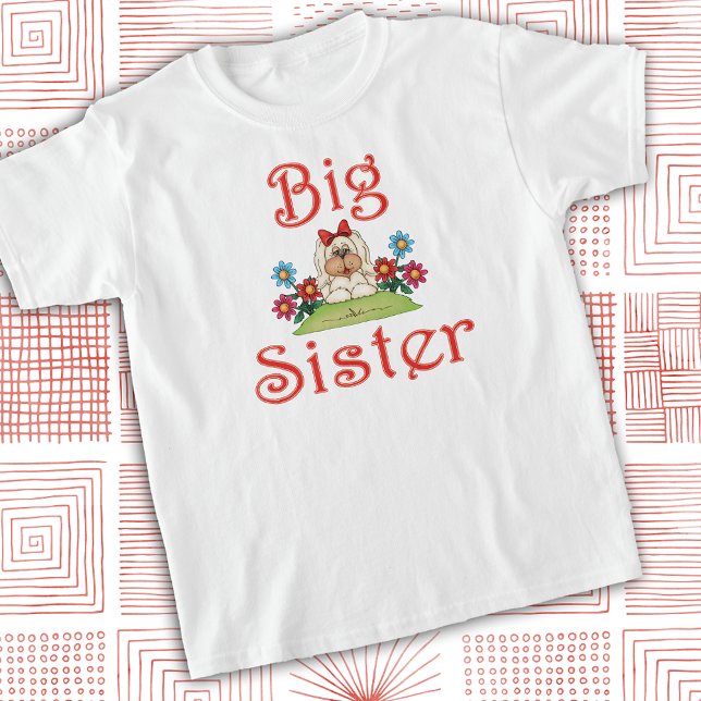 T-shirts Irmã Grande Cachorro Branco Fluffy Cachorro Branco (Criador carregado)