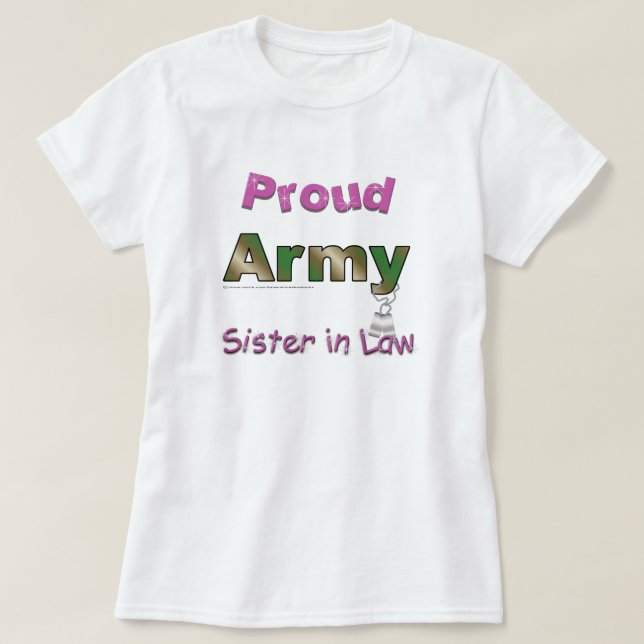 T-shirts Irmã orgulhosa do exército no Tshirt da lei (Frente do Design)