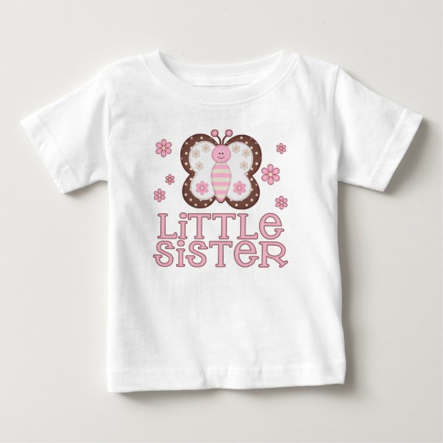 T-shirts Irmã Pequena Borboleta Rosa (Frente)