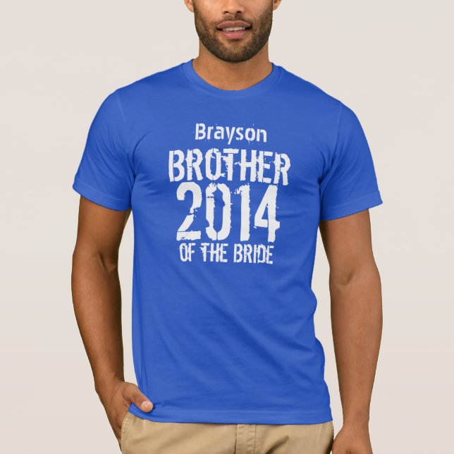 T-shirts Irmão do Bride Gift 2014 ou Qualquer Ano V012F (Frente)
