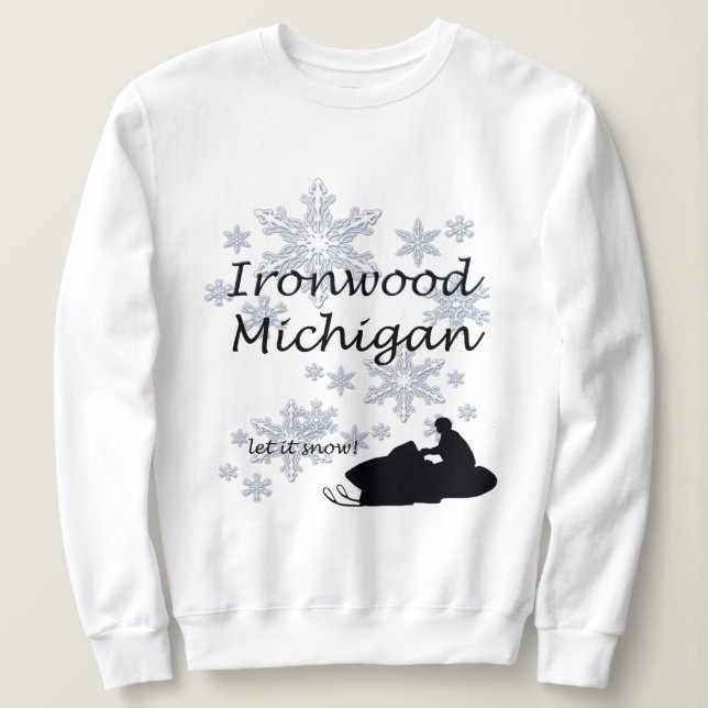 T-shirts Ironwood Michigan Snowmobile Snow Ladies (Frente do Design)