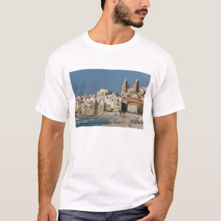 T-shirts Itália, Sicília, Cefalù, Vista da cidade com Duomo