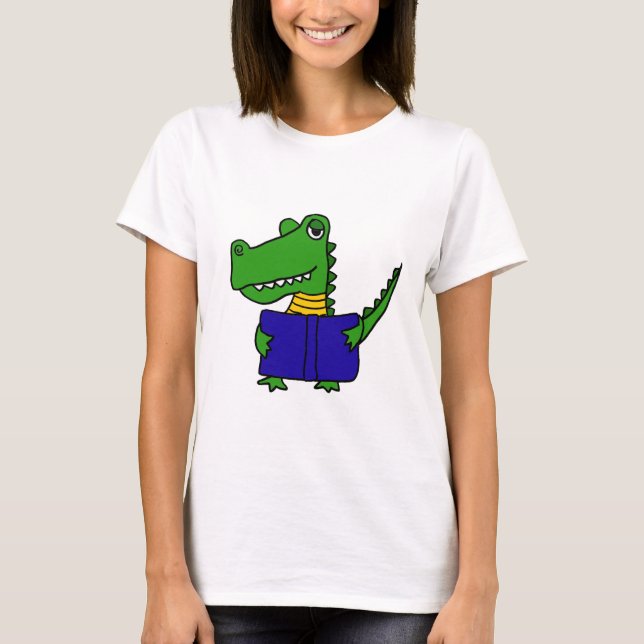 T-shirts Jacaré AP engraçado que lê um livro (Frente)