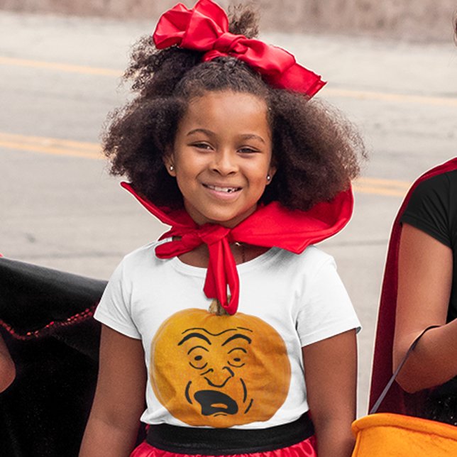 T-shirts Jack o' Lanterna Assustada Rosto Halloween Pumpkin (Jack o' Lantern Scared Face Halloween Pumpkin Girl T-Shirt)