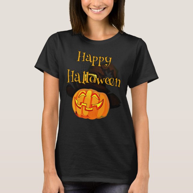 T-shirts Jack-O-Lanterna feliz do Dia das Bruxas (Frente)