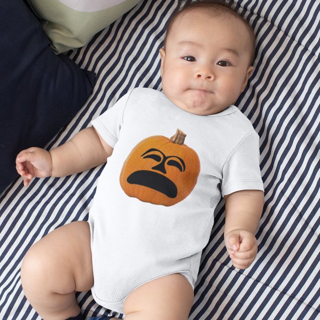 T-shirts Jack o' Lanterna Rosto Infeliz, Abóbora do Dia das (Jack o' Lantern Unhappy Face, Halloween Pumpkin Baby Bodysuit)