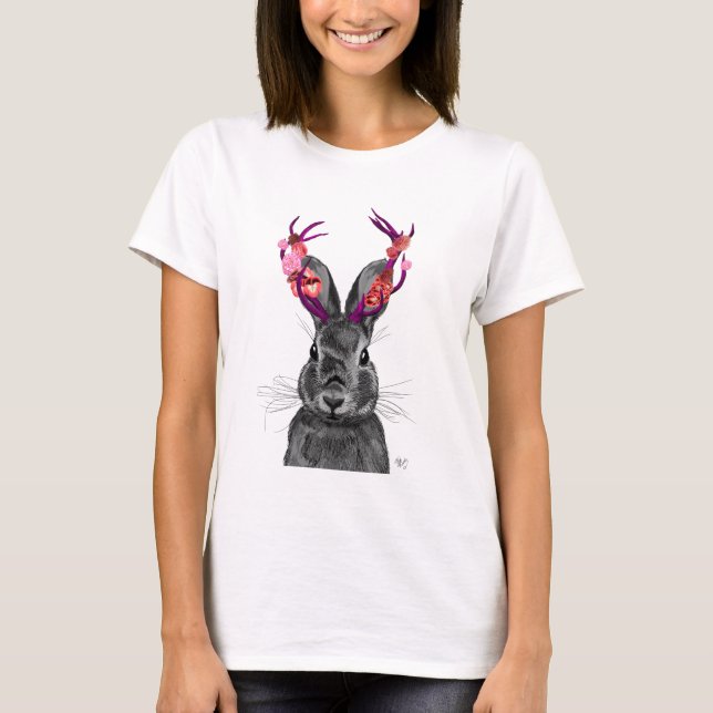 T-shirts Jackalope com Antlers Rosa 2 (Frente)