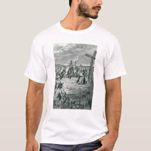T-shirts Jacques Cartier que setting-up uma cruz em Gaspe