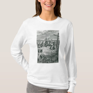 T-shirts Jacques Cartier que setting-up uma cruz em Gaspe