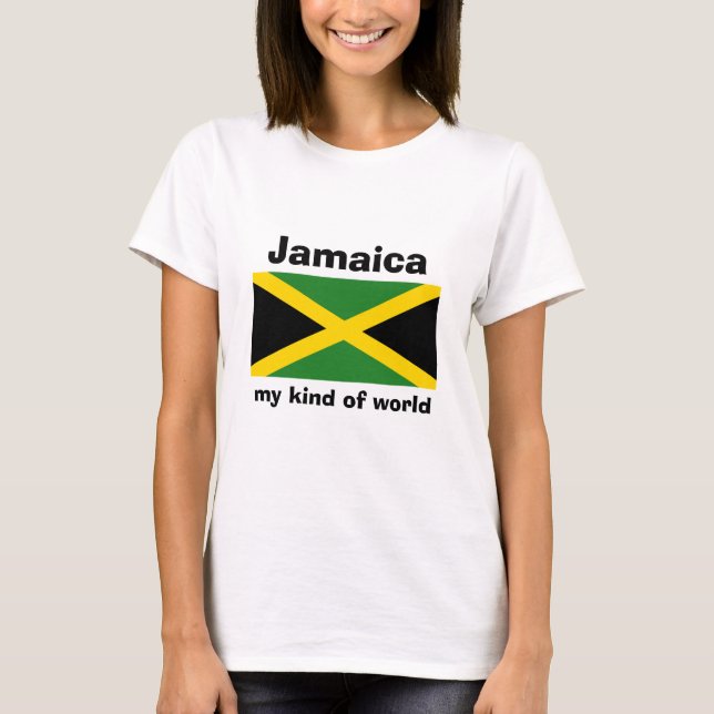 T-shirts Jamaica Flag + Map + Text T Shirt (Frente)