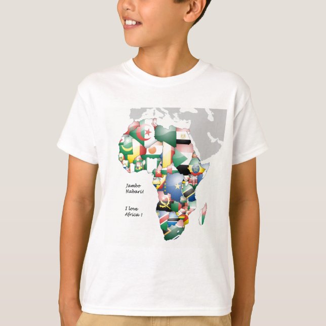 T-shirts Jambo Habari África! Eu amo a África (Frente)