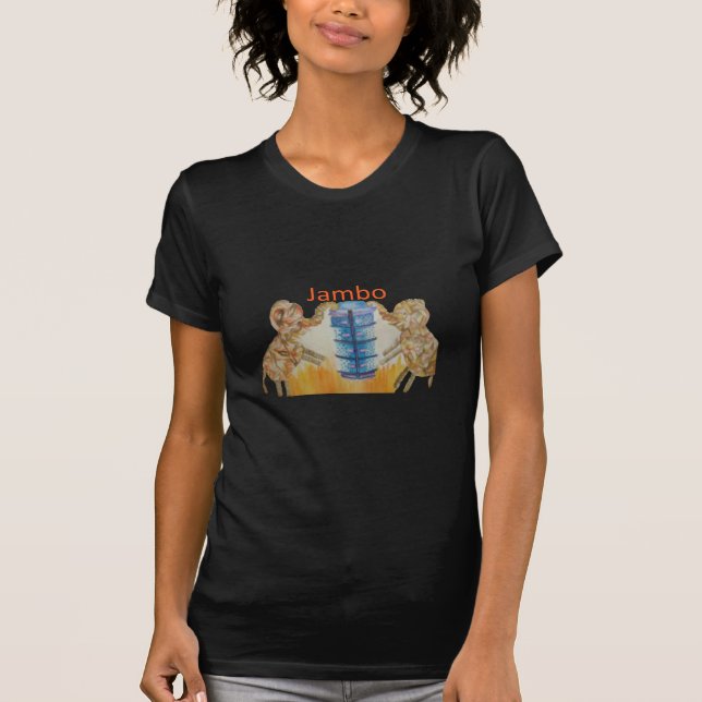 T-shirts Jambo Jumbo African Kids Elephants Art Impressão (Frente)