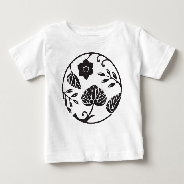 T-shirts Japonês Crest 0048 - flores e folhas (Frente)