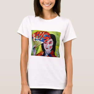 T-shirts Japonês Geisha com arte original de aquarela