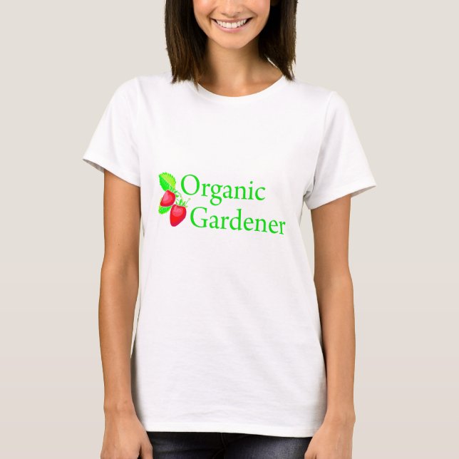T-shirts Jardineiro Orgânico - Morangos (Frente)