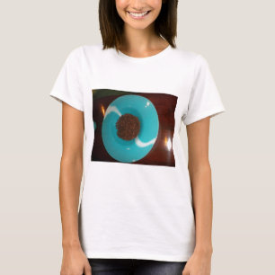 T-shirts Java Vibes: Beans de café e arte azul-ciano
