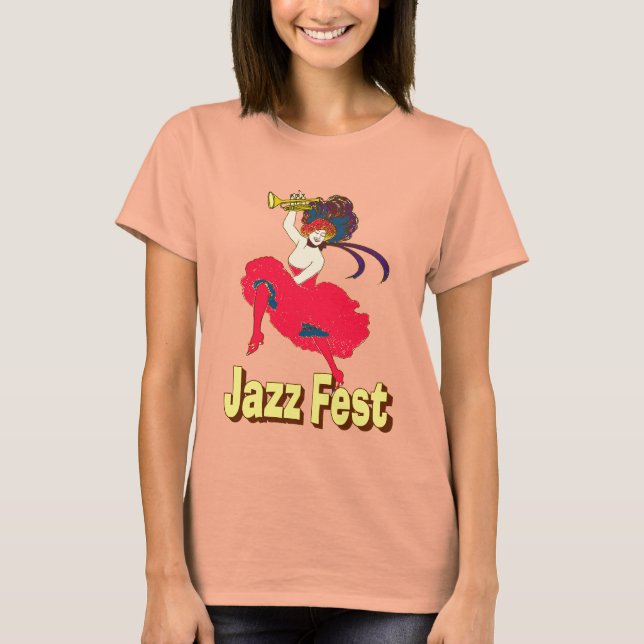 T-shirts Jazz Fest Lady With Horn (Frente)