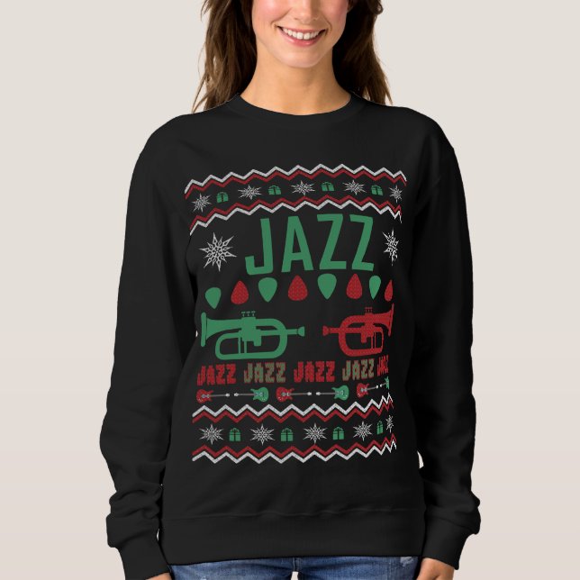 T-shirts Jazz Player Ugly Christmas Sweater (Frente)