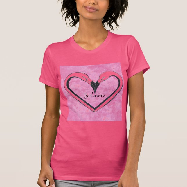 T-shirts Je t'aime, Flamingo Kiss Heart de SandyCloss (Frente)