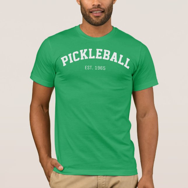 T-shirts Jérsei atlético do PICKLEBALL dos homens (verde) (Frente)