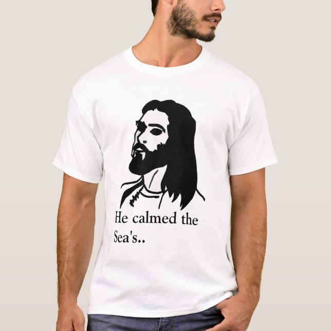 T-shirts Jesus: Acalmou o mar… (Frente)