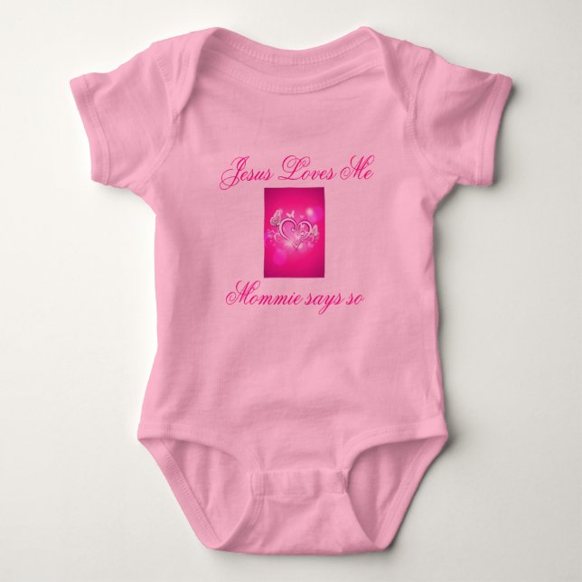T-shirts Jesus ama-me bebê Onsie (Frente)